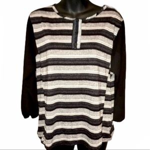 Lapis Oversized Striped Semi-Sheer Sleeve Top